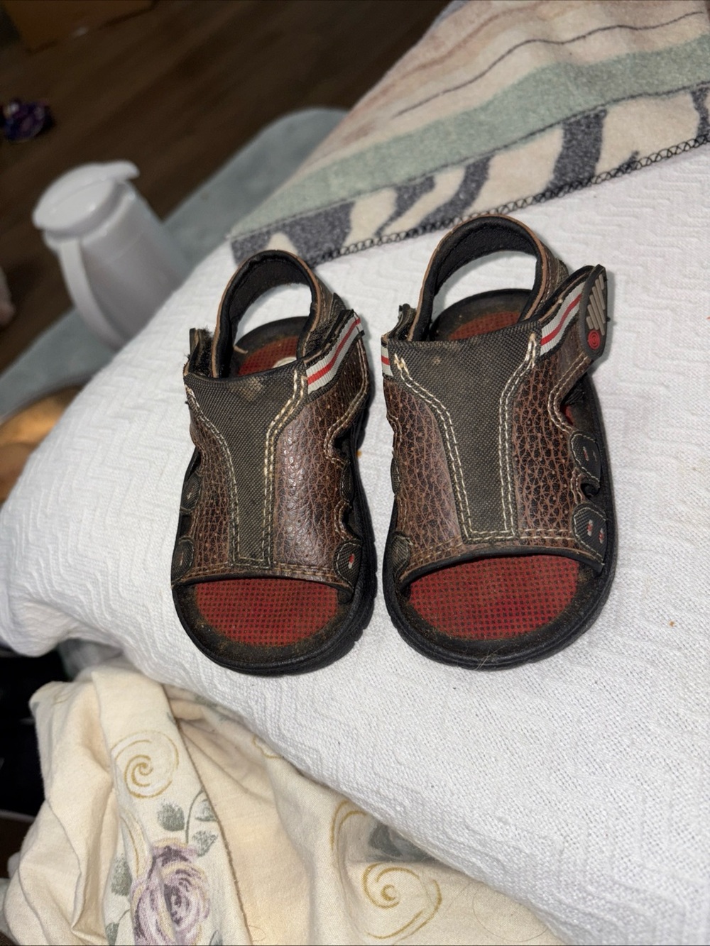 Unlisted Brown and Red Kids Open-Toe Sandals